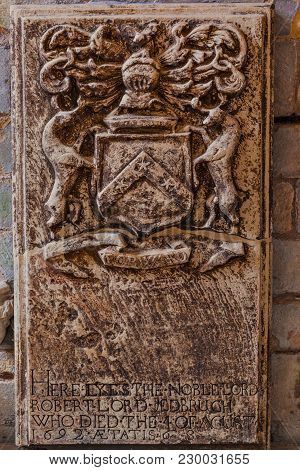 Medieval Memorial Tombstone Dated To 1524 At Jedburgh Abbey Dated Back To 1138 And Is In Ruins Nowad
