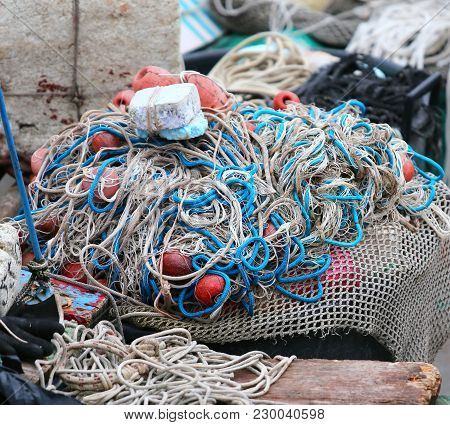 Cluster Of Many Fishing Nets Used By The Fisherman