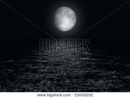 Lua cheia refletida na água