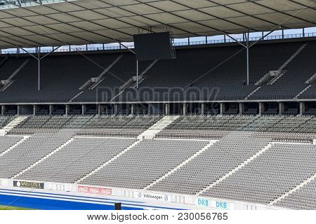 Berlin, Germany - September 20, 2017: Empty Tribunes Of Olympiastadion (olympic Stadium) In Berlin S
