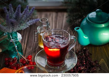 Hibiscus Tea From Rose Carcade Herbal Herbal Tea With Rose Hips And Kalina Diuretic And Cleansing St