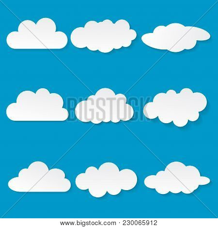 Flat Design Cloudscapes Collection. Flat Shadows. Vector Illustration