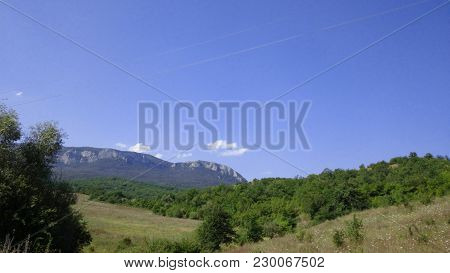 The Clear Sky With  The Way To Mountains