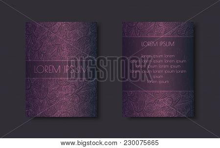 Blank Flayer With Half Of Mandala. Abstract Retro Ornate Mandala Background For Greeting Card, Broch