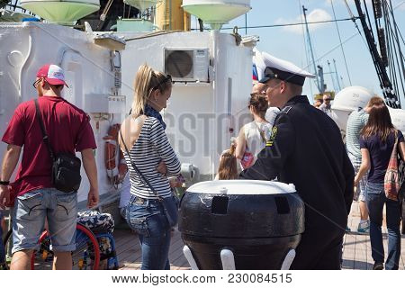 Kaliningrad, Russia - June 19, 2016: Unknown Cadet Of The Kaliningrad Marine Fisheries College On Th