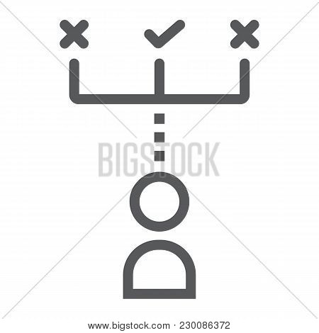 Make Decision Line Icon, Development And Business, Direction Sign Vector Graphics, A Linear Pattern 