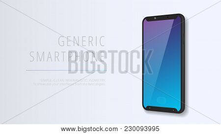 Vector Minimalistic 3d Isometric Illustration Cell Phone. Smartphone Perspective View. Side And Top 