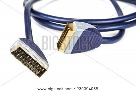 Black Scart Cable For Television And Satellite