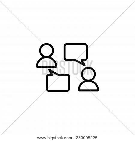 Web Line Icon. Business; Negotiations, Dialog Black On White Background