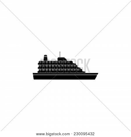 Сruise Ship Icon. Ship Icon Black On White Background