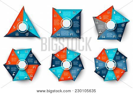 Vector Triangle, Square, Pentagon, Hexagon, Heptagon And Octagon Infographic. Business Diagrams With