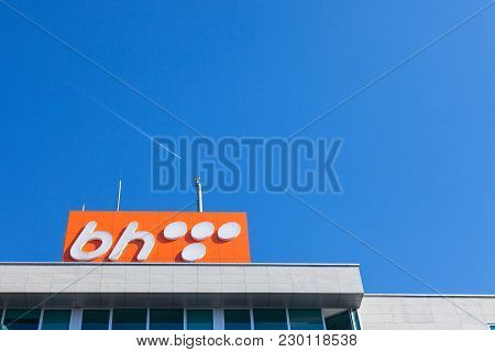 Sarajevo, Bosnia - February 16, 2018: Bh Telecom Logo On A Sign On Their Headquarters In Sarajevo. B