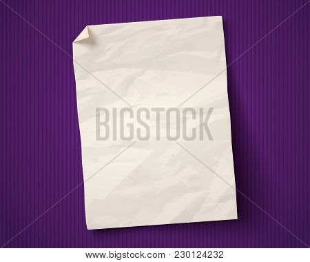 Vector Vintage White Paper On Ultraviolet Background. White Paper Ad On Old Paper Background.
