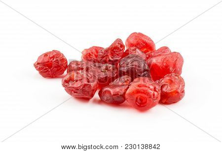 Red Dry Cherries Heap Isolated On White Background
