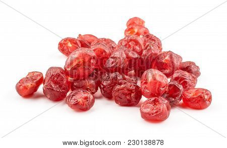 Red Dry Cherries Stack Isolated On White Background