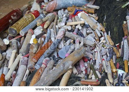 Wooden Lingams Offerings Princess Phra Nang Cave, Railay Peninsula, Krabi, Thailand