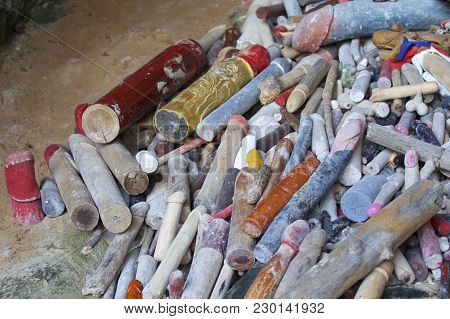 Wooden Lingams Offerings Princess Phra Nang Cave, Railay Peninsula, Krabi, Thailand