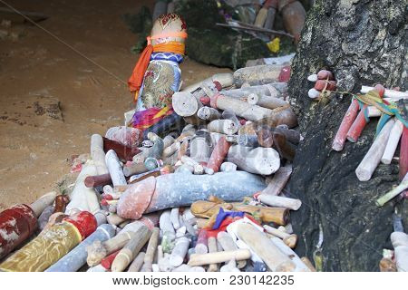 Wooden Lingams Offerings Princess Phra Nang Cave, Railay Peninsula, Krabi, Thailand