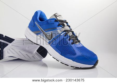 Afife, Portugal - January 12, 2017: Nike Football Boots. Nike, Multinational Company. Isolated On Bl