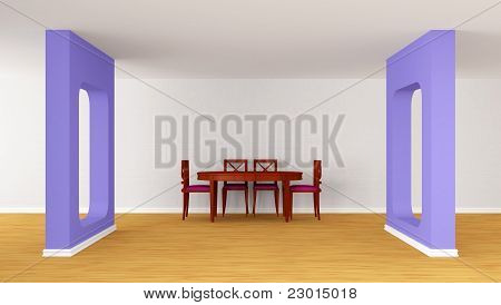 ahşap masa ve sandalyeler modern beyaz yemek odası