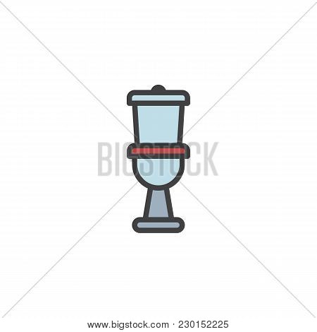 Toilet Filled Outline Icon, Line Vector Sign, Linear Colorful Pictogram Isolated On White. Water Clo