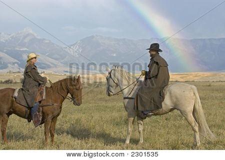 Kovboj a Cowgirl na ranchi