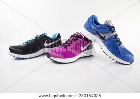 Portugal, December 21, 2017:nike Sneaker Running. Nike, Multinational Company. Isolated On White. Pr