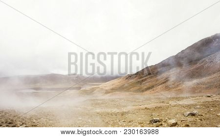 View At Laguna Milluni Between La Paz And Chalcaltaya In Bolivia