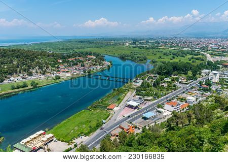 Scenic View From The Fortress Of Rosafa (shkoder, Albania).