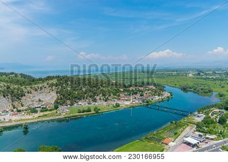 Scenic View From The Fortress Of Rosafa (shkoder, Albania).