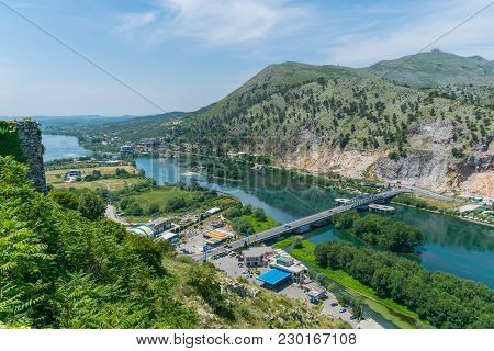 Scenic View From The Fortress Of Rosafa (shkoder, Albania).