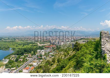 Scenic View From The Fortress Of Rosafa (shkoder, Albania).