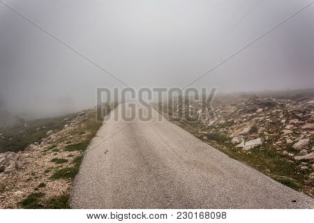 Ataviros Mount Landscape And Road. Rhodes Island, Greece. Dodekanes