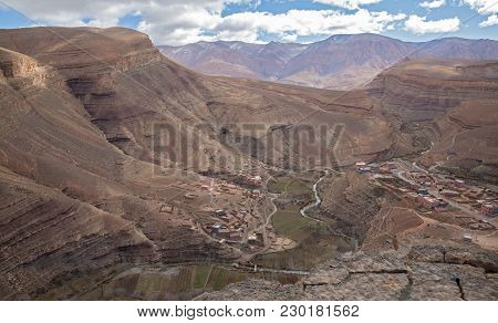 Tridite Village And Atlas Mountains Wide Angle View