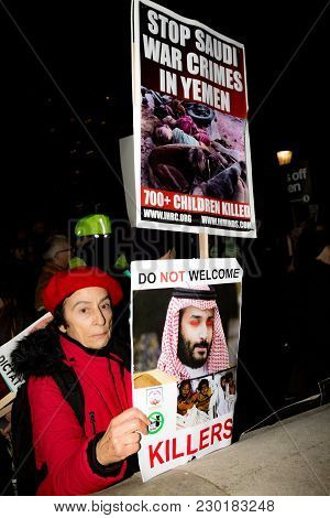 Protesters Gather Outside Downing Street, London, United Kingdom