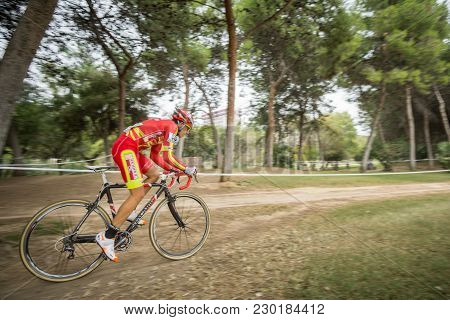 Valencia - December 14: Unidentified Rider Participates In Xix Edition Of Cyclo-cross City Of Valenc