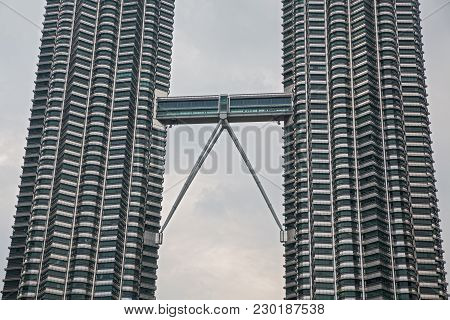 Kuala Lumpur - Aug 29: Closeup View Of Petronas Towers Skybridge On August 29, 2012 In Kuala Lumpur,