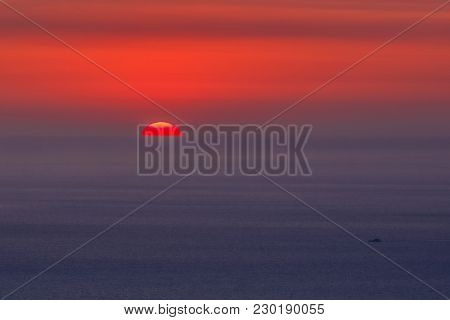 Sunset From The Village Of Rachi. Lefkada, Greece