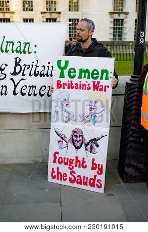 Protesters Gather Outside Downing Street, London, United Kingdom