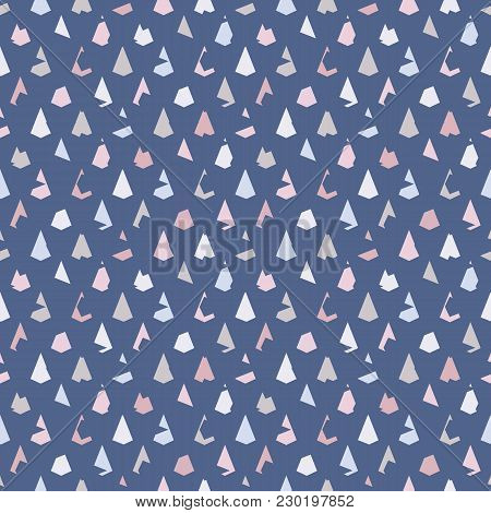 Seamless Surface Pattern With Repeated Mini Triangles. Distressed Geometric Figures. Grunge Abstract