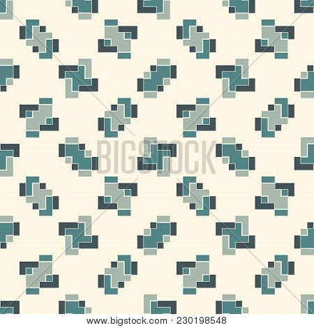 Repeated Creative Puzzle Mosaic Abstract Background. Seamless Pattern Design With Geometric Ornament