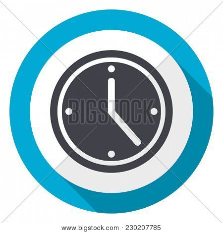 Time blue flat design web icon