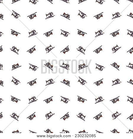 Seamless Pattern Sewing Machine Watercolor Whight Retro
