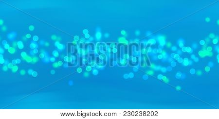 Glow Bokeh Spray Background. Abstract Colorful Horizontal Hero Header With Glitter Particles With De