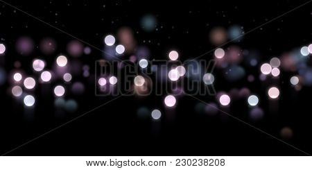 Glow Bokeh Spray Background. Abstract Colorful Horizontal Hero Header With Glitter Particles With De
