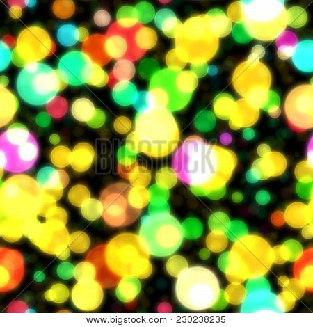 Seamless Glow Bokeh Spray Background. Abstract Colorful Square Pattern With Glitter Particles With D