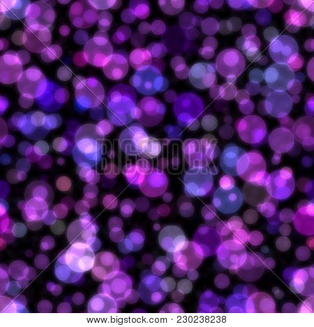Seamless Glow Bokeh Spray Background. Abstract Colorful Square Pattern With Glitter Particles With D