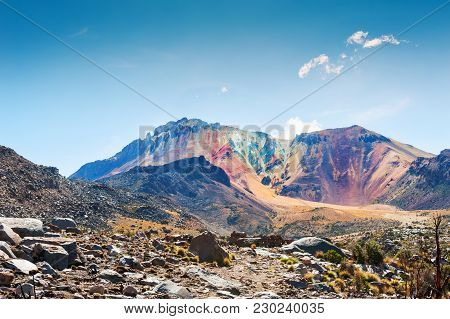 Colorful Peak Of The Tunupa Volcano, Salar De Uyuni, Altiplano, Bolivia