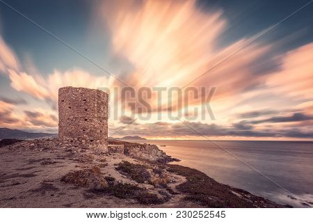 Dramatic Sunset At Punta Spanu On The Coast Of Corsica