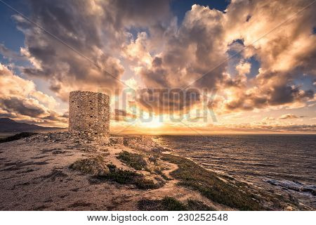 Dramatic Sunset At Punta Spanu On The Coast Of Corsica